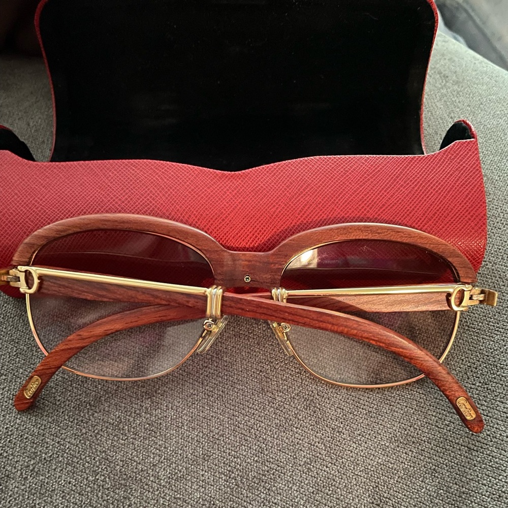 CARTIER Paris MALMAISON Palisander ROSEWOOD Rare Gold Sunglasses